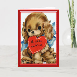 Retro Valentijn Puppy - Valentijnse Wenskaart Feestdagen Kaart