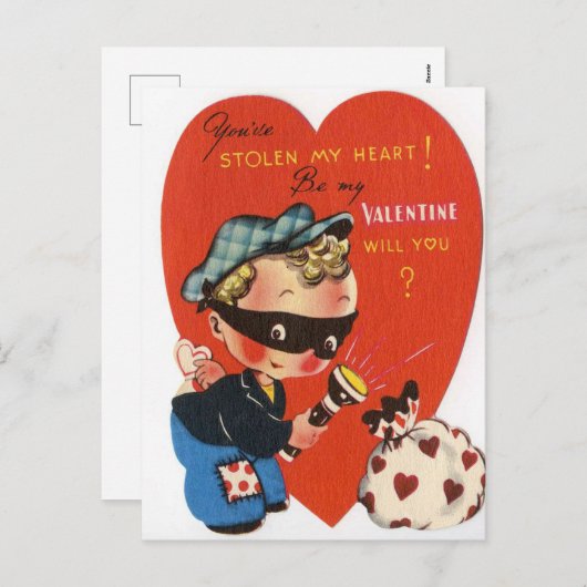 retro  Valentijn robber Feestdagenkaart (Voorkant / Achterkant)