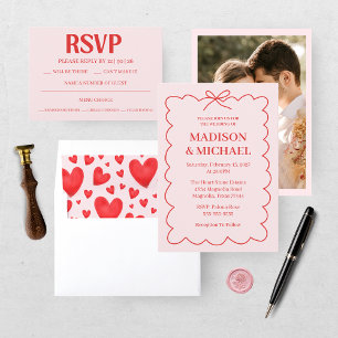 Retro Valentijn RSVP Huwelijksreactiekaart Kaartje