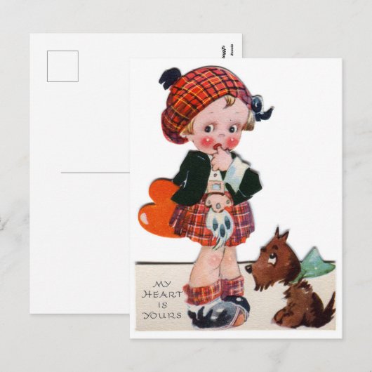 Retro  Valentijn Schots briefkaart (Voorkant / Achterkant)