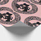 RETRO VALENTIJN SILHOUET HART Wrapping Papier (Hoek)