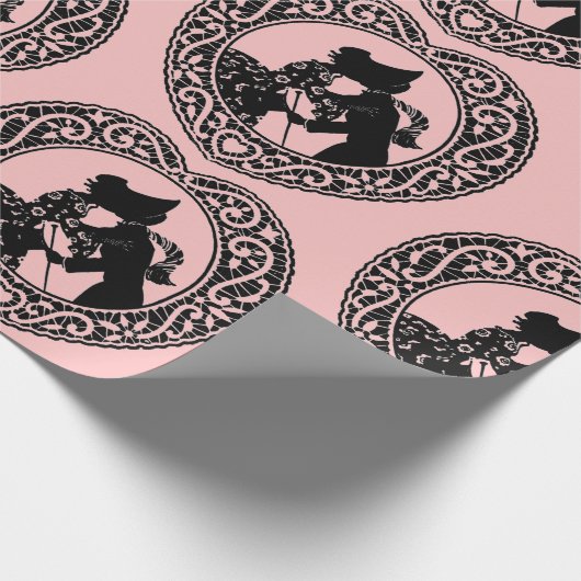 RETRO VALENTIJN SILHOUET HART Wrapping Papier (Hoek)