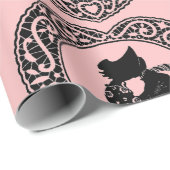 RETRO VALENTIJN SILHOUET HART Wrapping Papier (Rol Hoek)