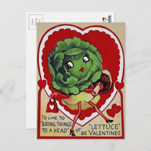 Retro Valentijn Sla Briefkaart (Voorkant / Achterkant)