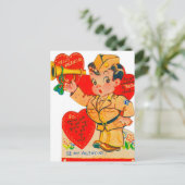 retro  Valentijn Soldaat Feestdagenkaart (Staand voorkant)