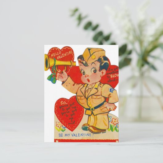 retro  Valentijn Soldaat Feestdagenkaart (Staand voorkant)