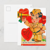 retro  Valentijn Soldaat Feestdagenkaart (Voorkant / Achterkant)