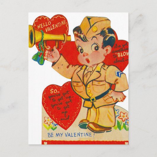 retro  Valentijn Soldaat Feestdagenkaart (Voorkant)