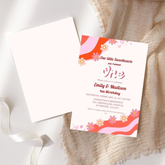 Retro Valentijn Sweetheart Joint Eerste Verjaardag Kaart