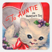 Retro  Valentijn Tante cat sticker (Voorkant)