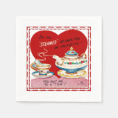Retro Valentijn Tea Cup en Theepot Papier servet (Voorkant)