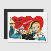 Retro  Valentijn Telefoon Meisje Kaart (Voorkant / Achterkant)