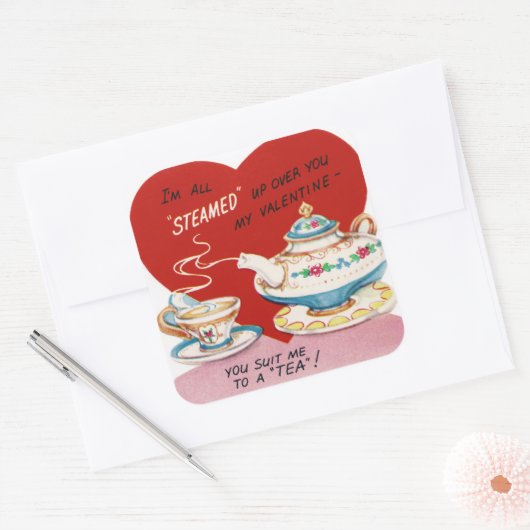 Retro  Valentijn thee sticker (Envelop)