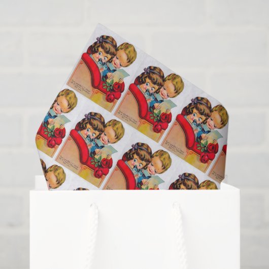 Retro Valentijn Tissuepapier (Cadeauzakje)