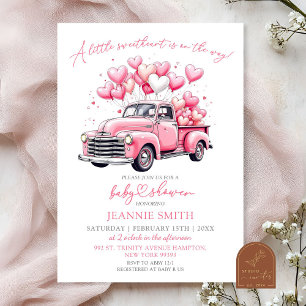 Retro Valentijn Truck Sweetheart Baby shower Kaart