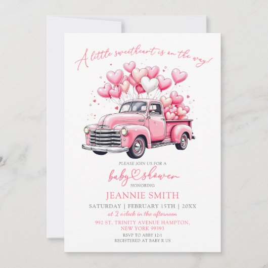 Retro Valentijn Truck Sweetheart Baby shower Kaart (Voorkant)