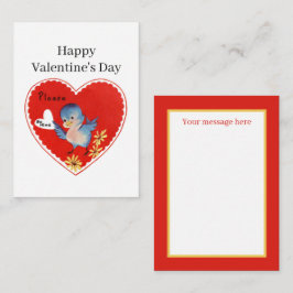 retro  Valentijn vogel voegt bericht toe Notitiekaartje