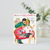 Retro Valentijn vrouw briefkaart vakantie (Staand voorkant)