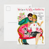 Retro Valentijn vrouw briefkaart vakantie (Voorkant / Achterkant)