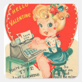 Retro  Valentijn vrouw Vakantie sticker (Voorkant)