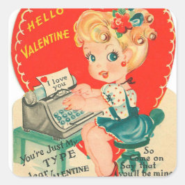Retro  Valentijn vrouw Vakantie sticker