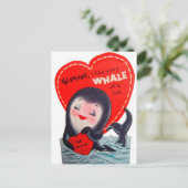 Retro Valentijn walvis Vakantiek briefkaart (Staand voorkant)