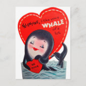 Retro Valentijn walvis Vakantiek briefkaart (Voorkant)