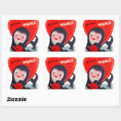 Retro Valentijn walvis Vakantisticker Vierkante Sticker (Vel)