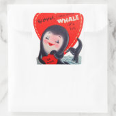 Retro Valentijn walvis Vakantisticker Vierkante Sticker (Tas)