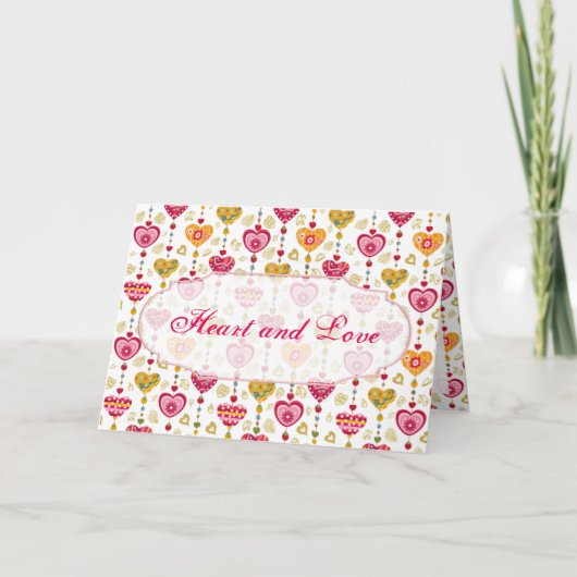 Retro Valentijn Wenskaart hart Feestdagen Kaart (Voorkant)