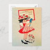 Retro  Valentijnen briefkaart (Voorkant / Achterkant)