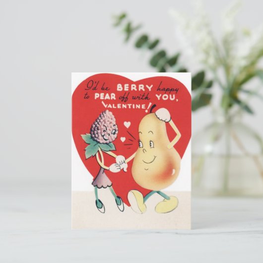 retro- Valentijnen Feestdagenkaart (Staand voorkant)