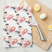 Retro Valentijn's Girl & Boy Theedoek (Quarter Fold)