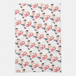 Retro Valentijn's Girl & Boy Theedoek