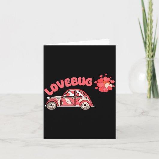 Retro Valentijns Lovebug Hart Groovy Valentijns M Kaart (Voorkant)