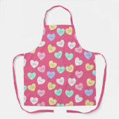 Retro Valentijns Snoep Hearts op Hot Pink Schort (Voorkant)