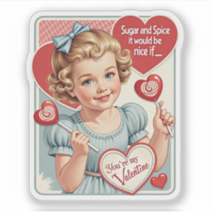 Retro Valentijns Suiker en Kruiden Sticker