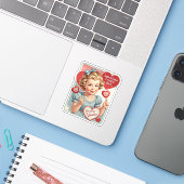 Retro Valentijns Suiker en Kruiden Sticker (Laptop met iPhone)
