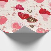 Retro  Valentijnsdag Chocolate Hearts Cadeaupapier (Hoek)