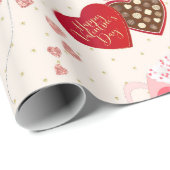 Retro  Valentijnsdag Chocolate Hearts Cadeaupapier (Rol Hoek)