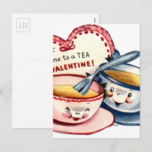  retro-Valentijnsdag Feestdagenkaart (Voorkant / Achterkant)