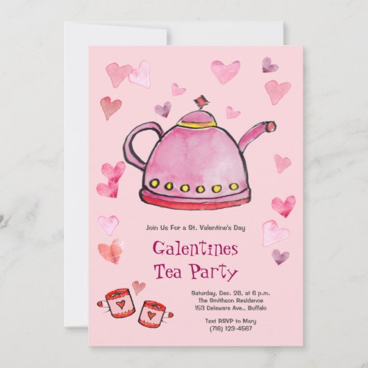 Retro Valentijnsdag Galentines Tea Dames Lunch Kaart (Voorkant)