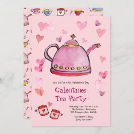 Retro Valentijnsdag Galentines Tea Dames Lunch Kaart