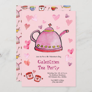 Retro Valentijnsdag Galentines Tea Dames Lunch Kaart
