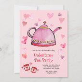 Retro Valentijnsdag Galentines Tea Party Lunch Kaart (Voorkant)