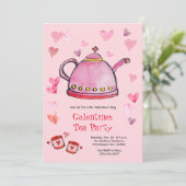 Retro Valentijnsdag Galentines Tea Party Lunch Kaart (Staand voorkant)