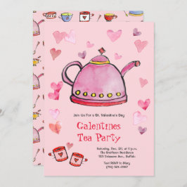 Retro Valentijnsdag Galentines Tea Party Lunch Kaart