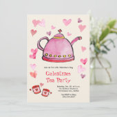 Retro Valentijnsdag Galentines Tea Party Lunch Kaart (Staand voorkant)