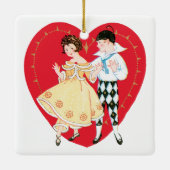 Retro Valentijnsdag,  harlekijn en hart Keramisch Ornament (Achterkant)