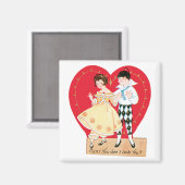 Retro Valentijnsdag, harlekijn en hart Magneet (Voorkant / Achterkant)